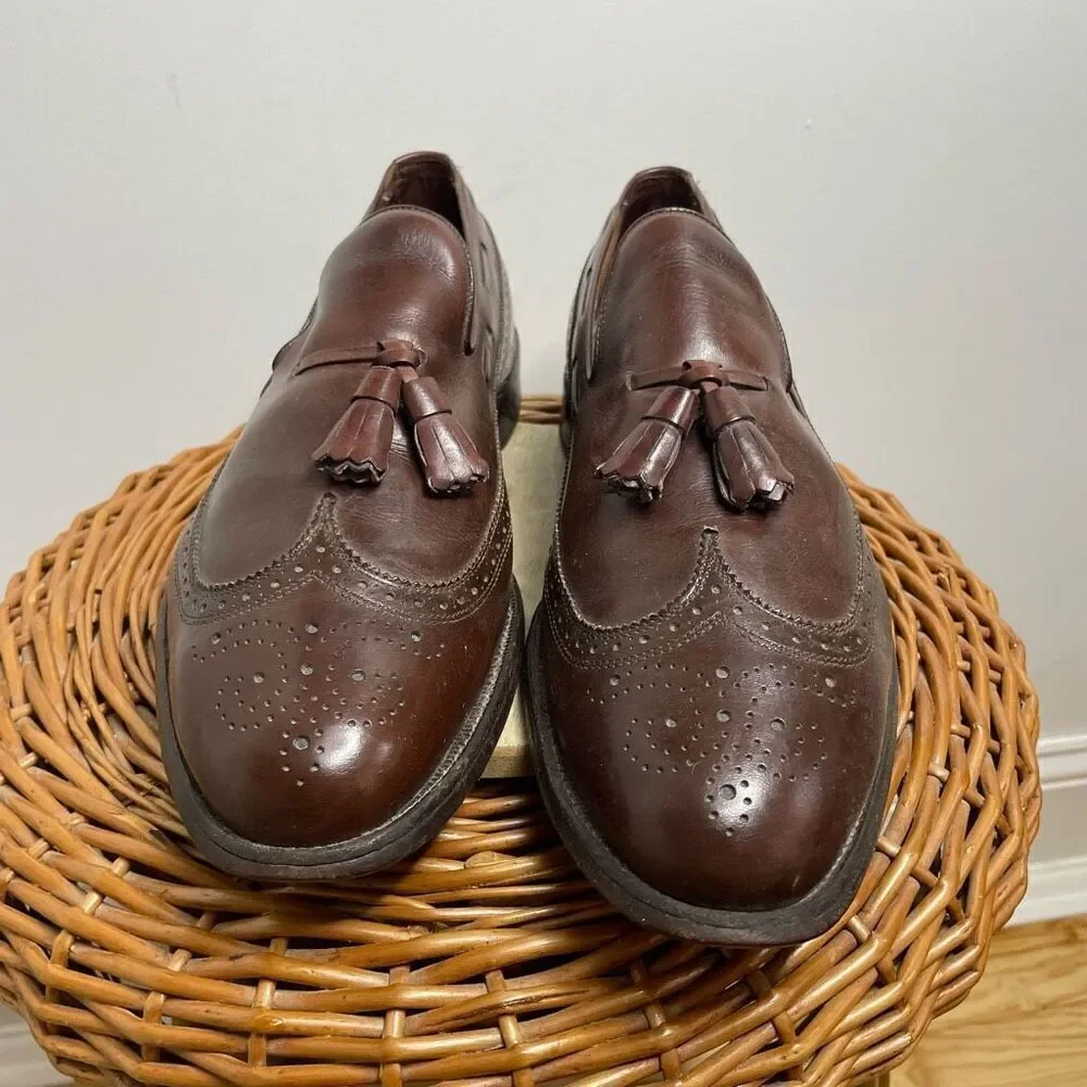 Allen Edmonds Tassel Loafer Brown Leather Slip On Mens 10 C 57998 Oxford Career